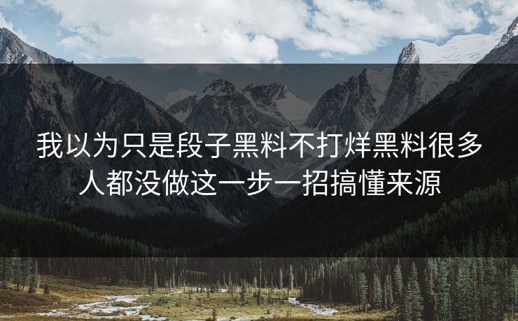 我以为只是段子黑料不打烊黑料很多人都没做这一步一招搞懂来源