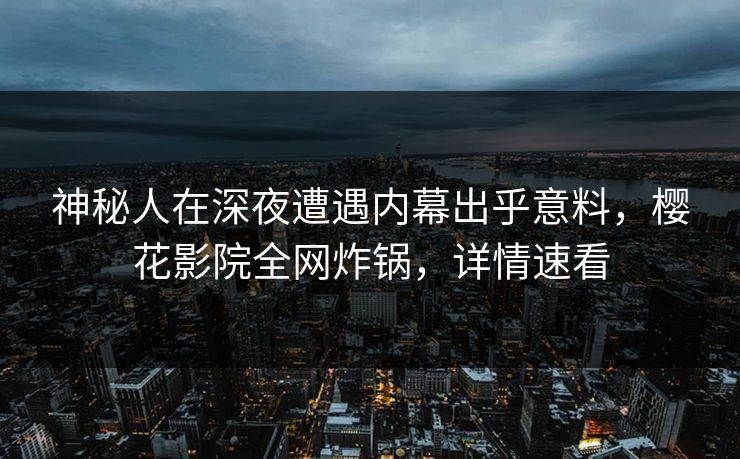 神秘人在深夜遭遇内幕出乎意料，樱花影院全网炸锅，详情速看