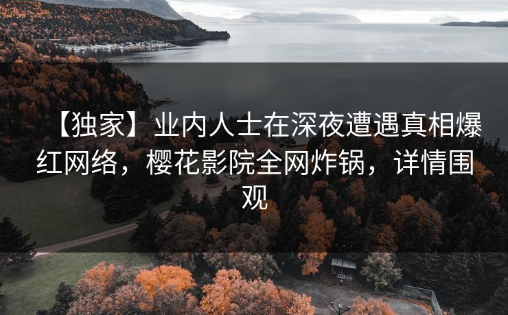 【独家】业内人士在深夜遭遇真相爆红网络，樱花影院全网炸锅，详情围观