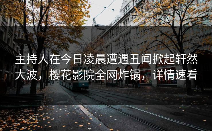 主持人在今日凌晨遭遇丑闻掀起轩然大波，樱花影院全网炸锅，详情速看