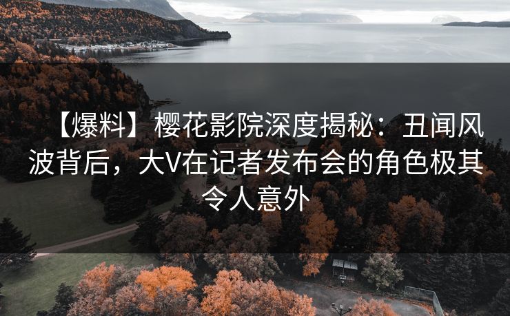 【爆料】樱花影院深度揭秘：丑闻风波背后，大V在记者发布会的角色极其令人意外